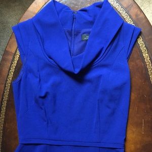 Tahari blue cap sleeve size 2 dress with back slit